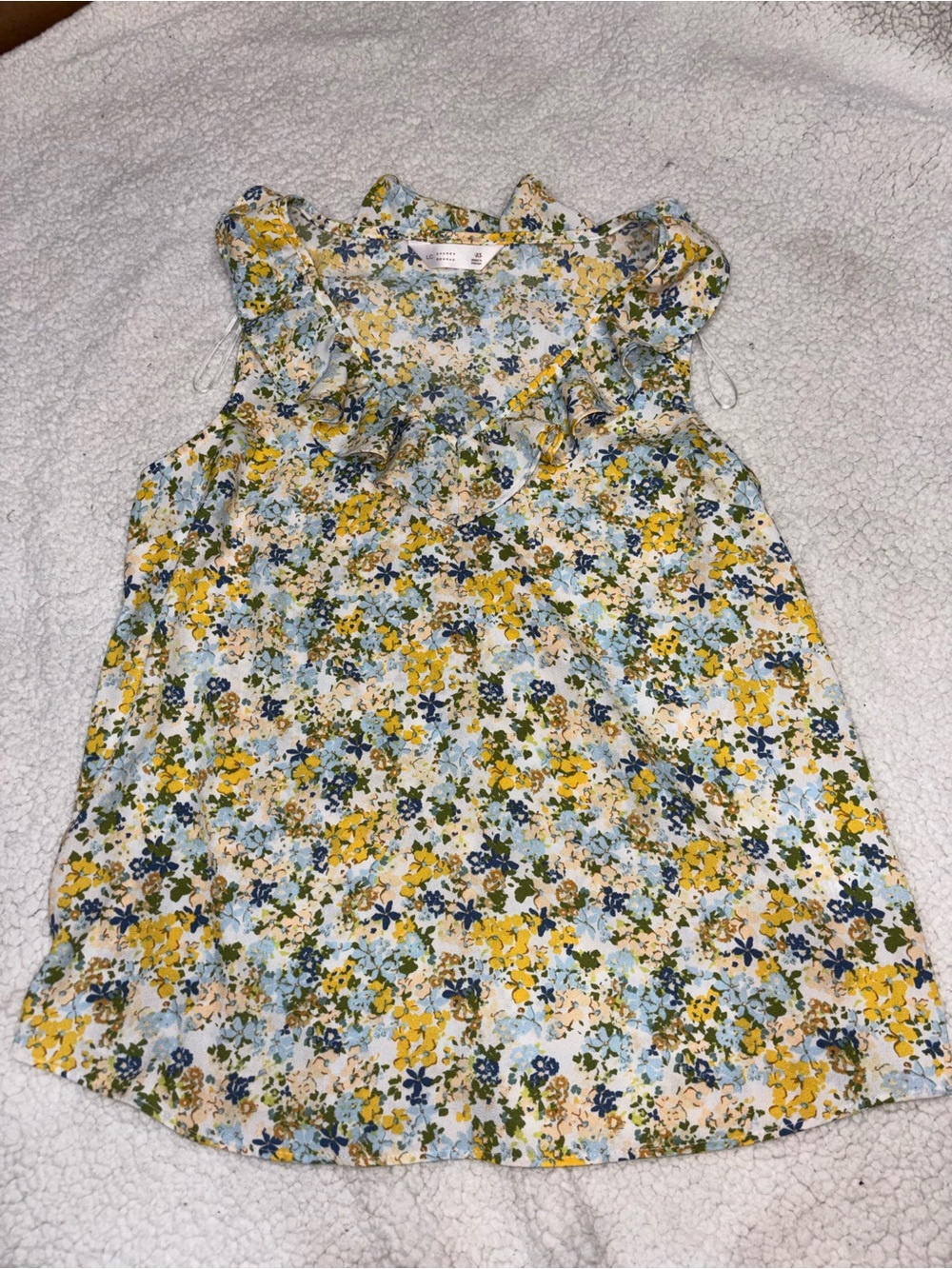 Lauren Conrad Floral Ruffle Sleeveless Top - Yellow & Blue Size XS